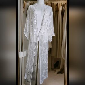 ADIVA Sexy Embroidery COTTON Lace Floral Duster Kimono Boho Beach Cardigan